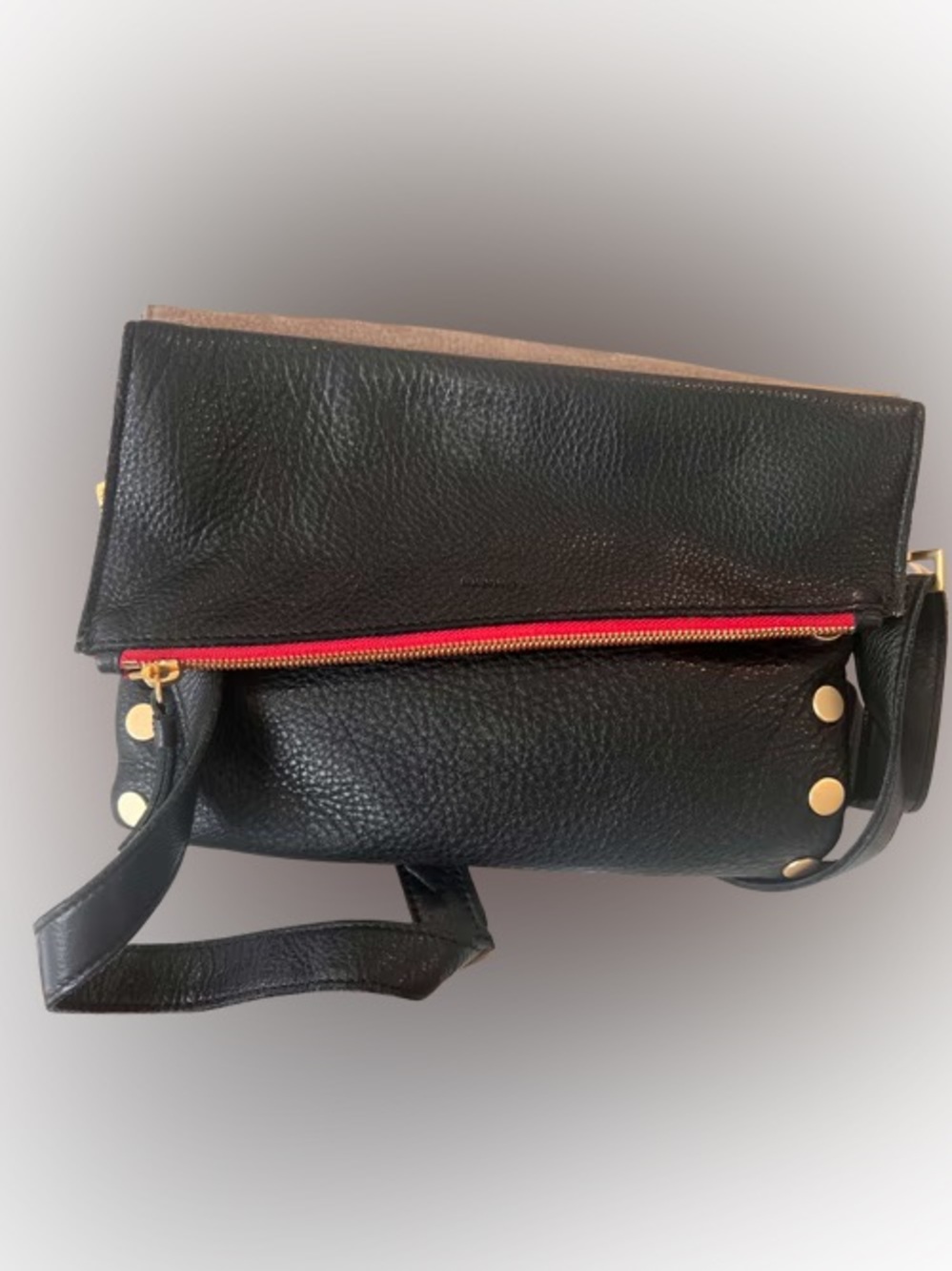 Hammitt Medium Dillon Black and Suede with Red Zipper